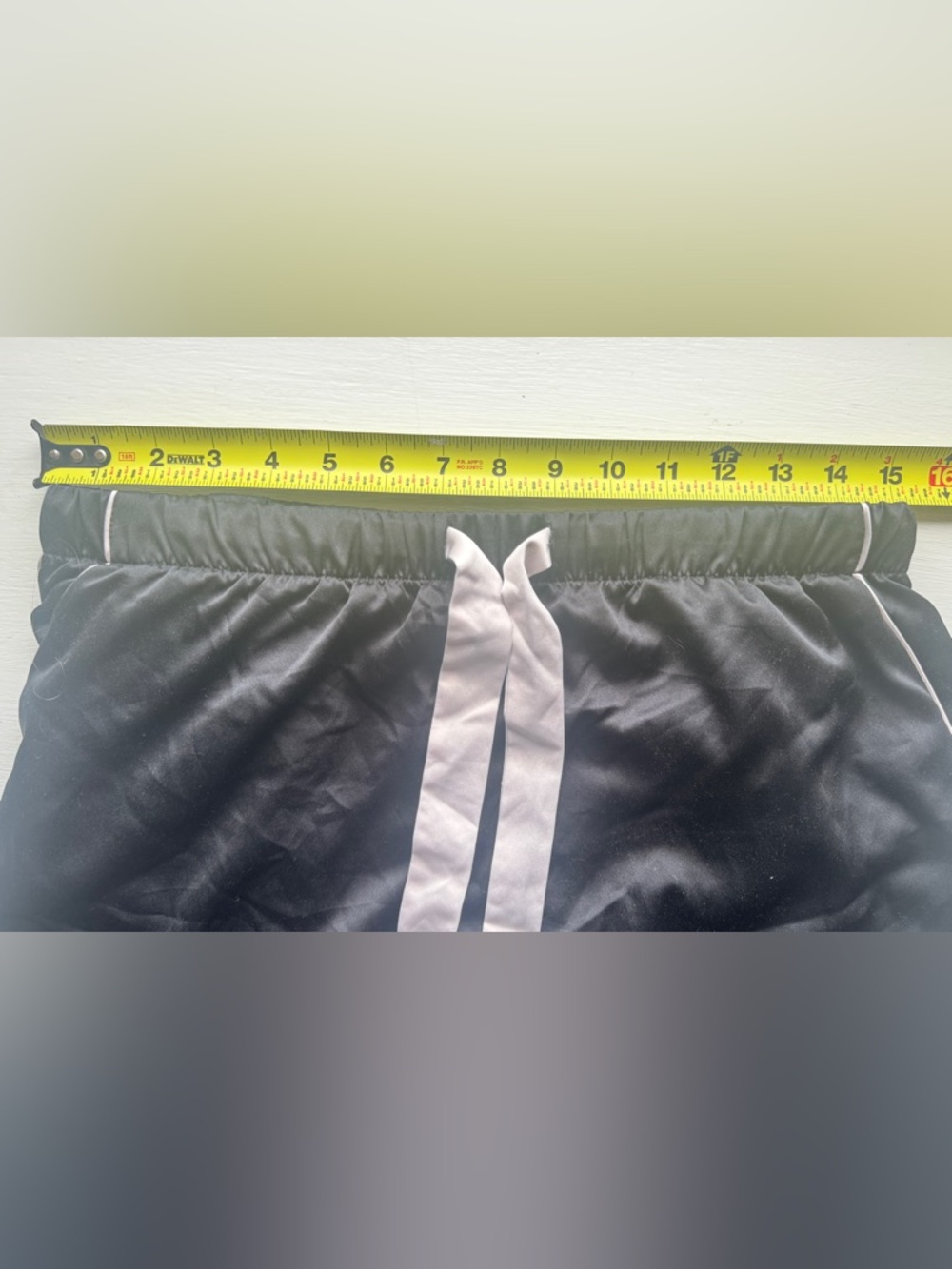 Victoria's Secret Black Satin Pajama Pants with Pin-strip & Heart Cutout - Picture 6 of 9